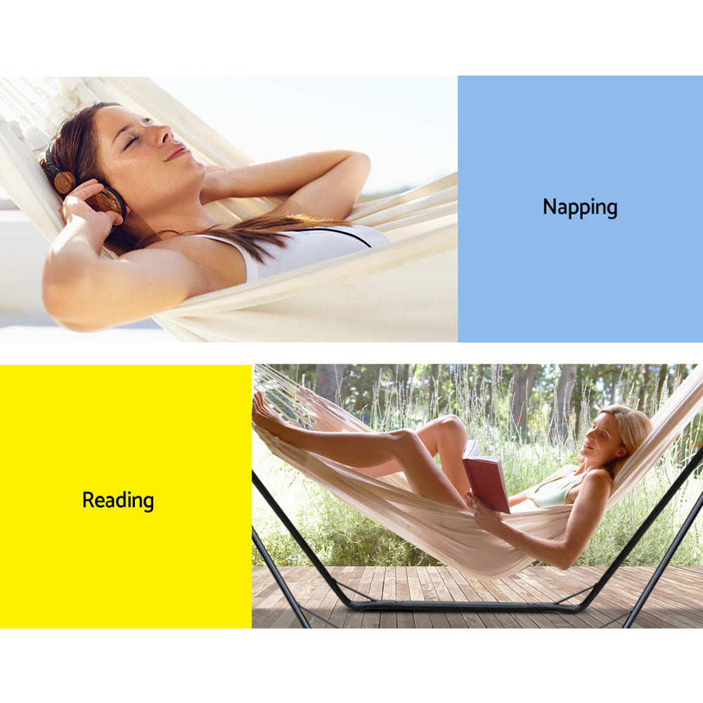 Gardeon Hammock Bed with Stand Outdoor Camping Hammocks Steel Frame-Hammock-PEROZ Accessories