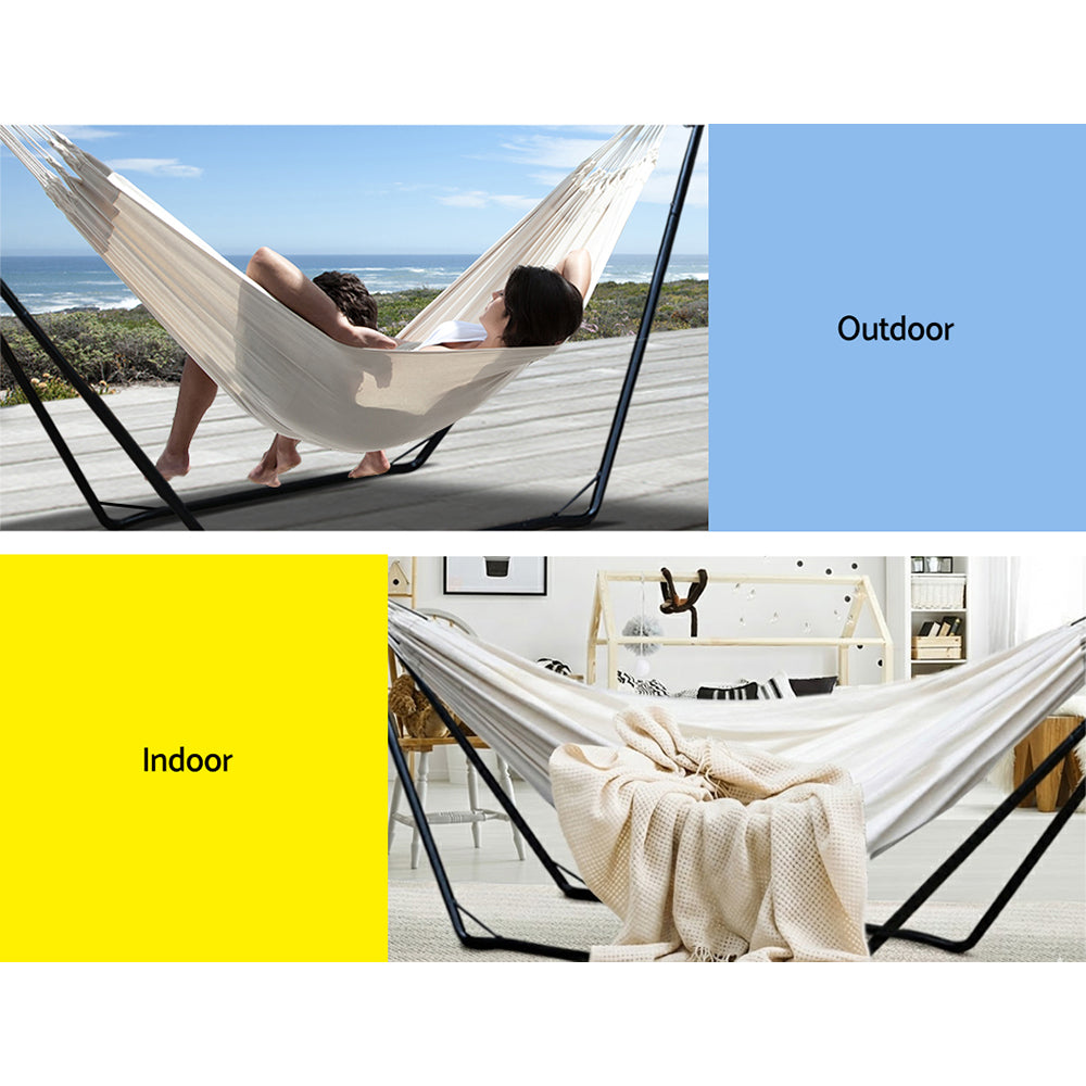 Gardeon Hammock Bed with Stand Outdoor Camping Hammocks Steel Frame-Hammock-PEROZ Accessories