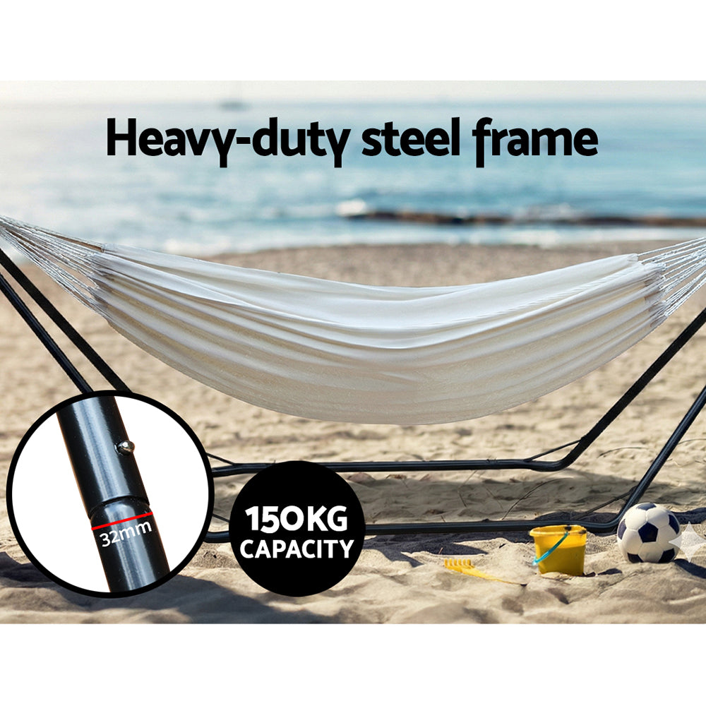 Gardeon Hammock Bed with Stand Outdoor Camping Hammocks Steel Frame-Hammock-PEROZ Accessories