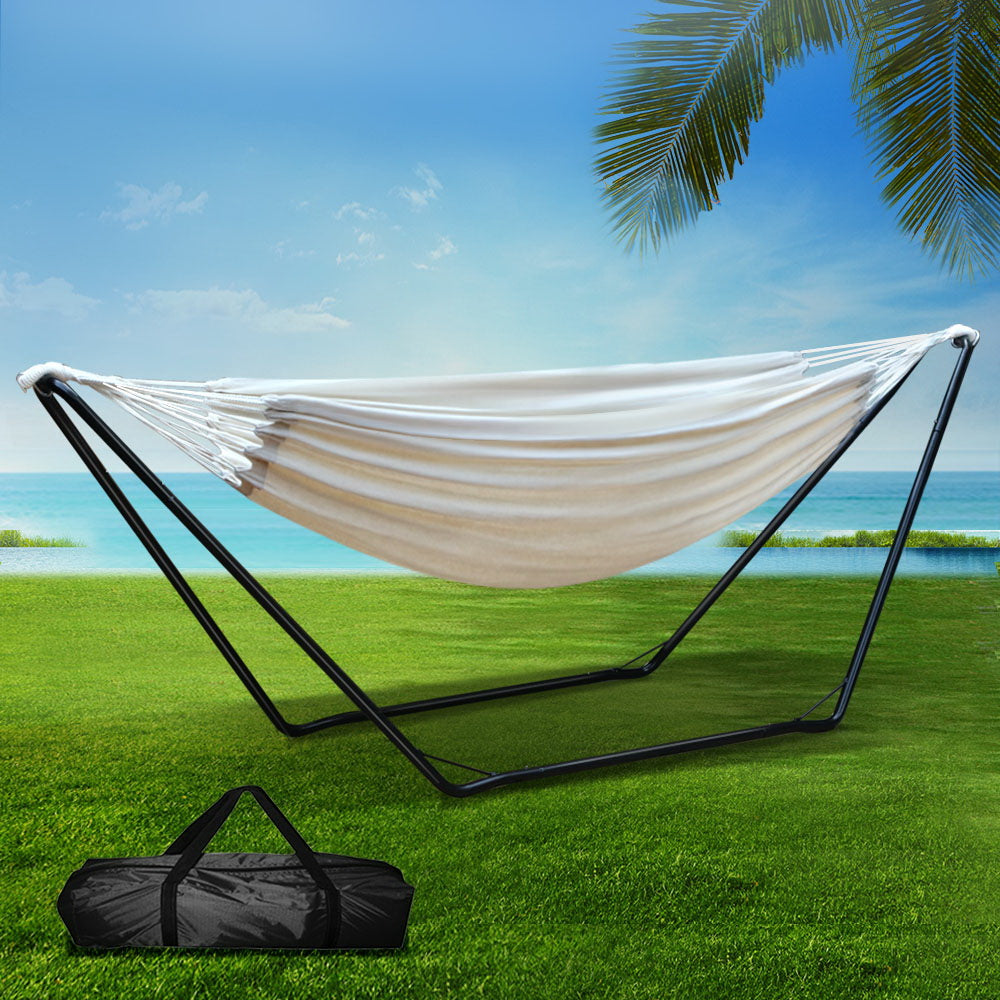 Gardeon Hammock Bed with Stand Outdoor Camping Hammocks Steel Frame-Hammock-PEROZ Accessories