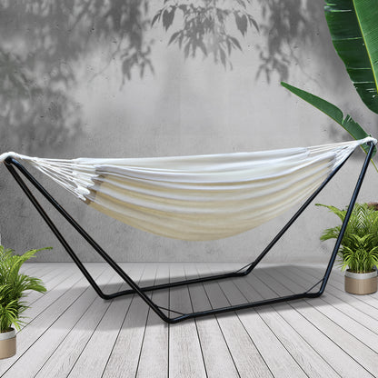 Gardeon Hammock Bed with Stand Outdoor Camping Hammocks Steel Frame-Hammock-PEROZ Accessories