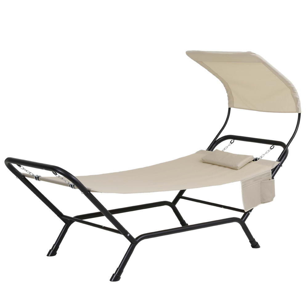 Gardeon Hammock Bed w/ Stand Sun Lounge Chair Beige-Home &amp; Garden &gt; Hammocks &gt; Hammocks &amp; Accessories-PEROZ Accessories