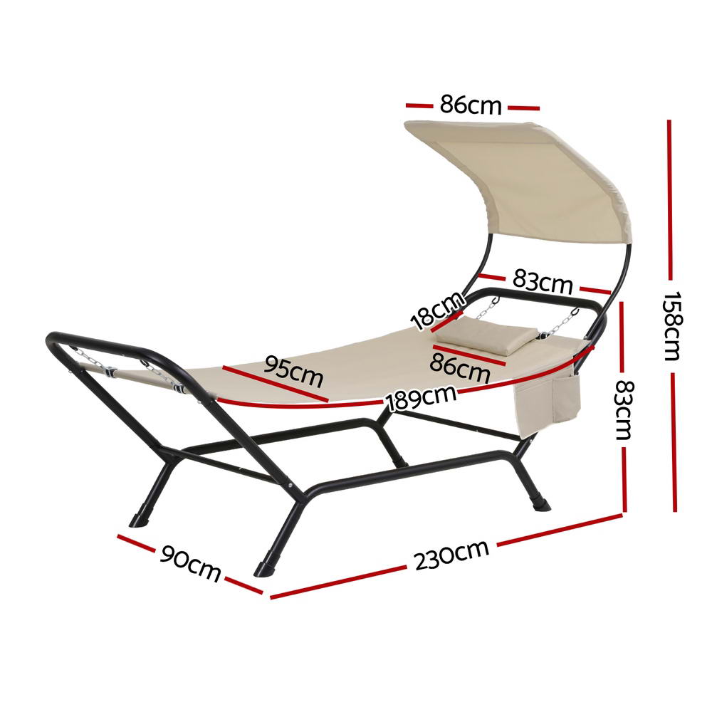 Gardeon Hammock Bed w/ Stand Sun Lounge Chair Beige-Home &amp; Garden &gt; Hammocks &gt; Hammocks &amp; Accessories-PEROZ Accessories