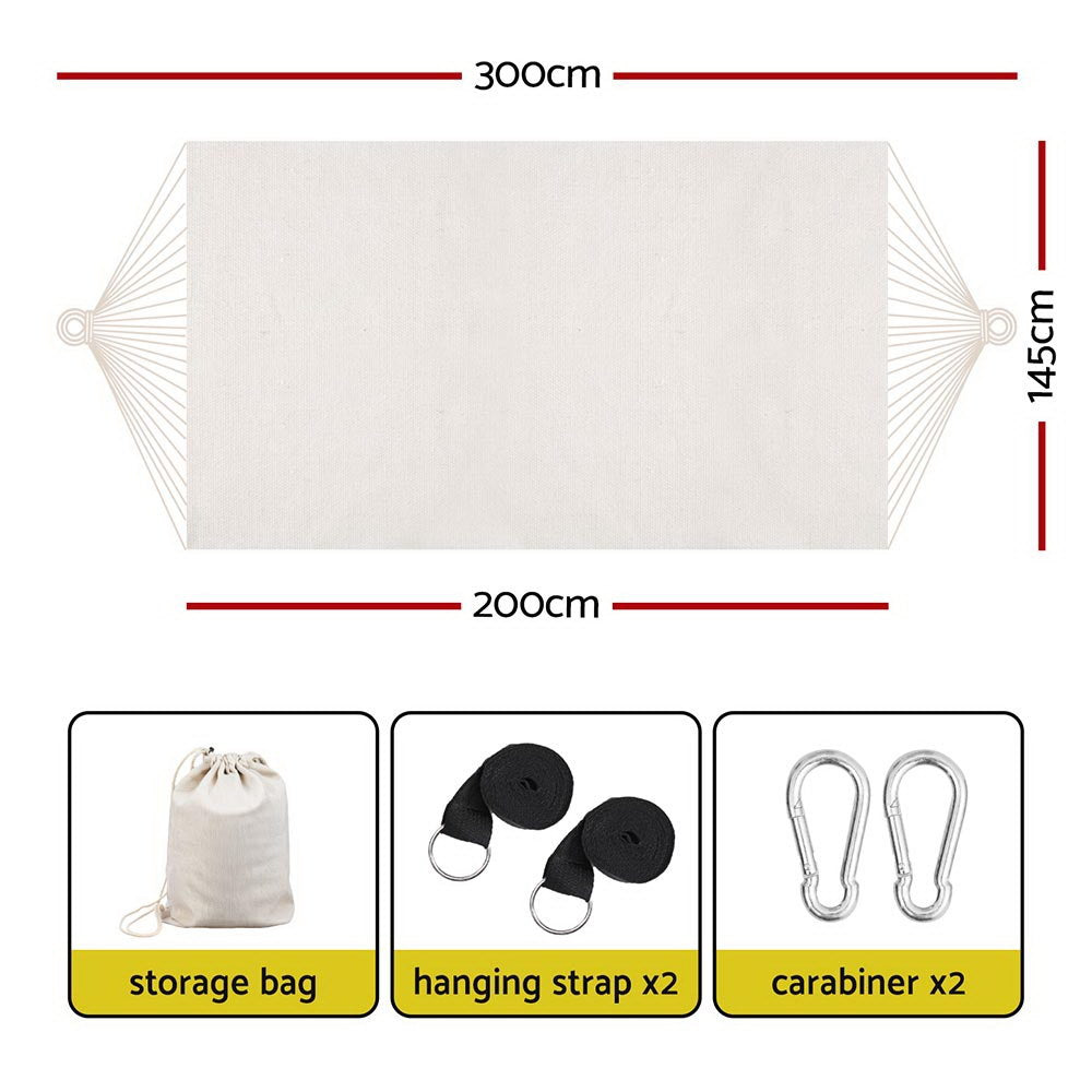 Gardeon Hammock Bed w/ Travel Bag Outdoor Lounge Chair Cream-Home &amp; Garden &gt; Hammocks &gt; Hammocks &amp; Accessories-PEROZ Accessories