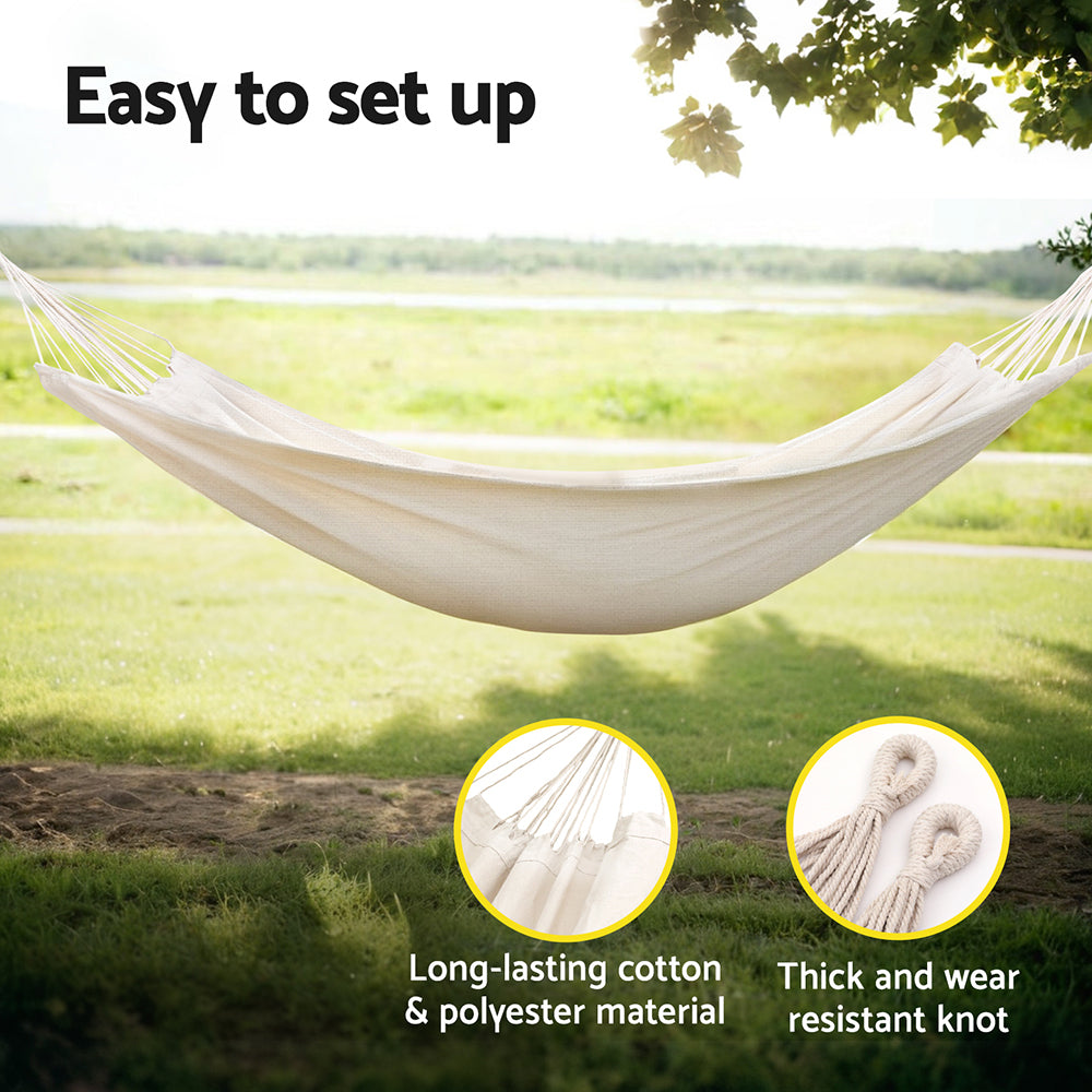 Gardeon Hammock Bed w/ Travel Bag Outdoor Lounge Chair Cream-Home &amp; Garden > Hammocks > Hammocks &amp; Accessories-PEROZ Accessories