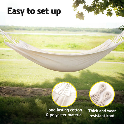 Gardeon Hammock Bed w/ Travel Bag Outdoor Lounge Chair Cream-Home &amp; Garden > Hammocks > Hammocks &amp; Accessories-PEROZ Accessories