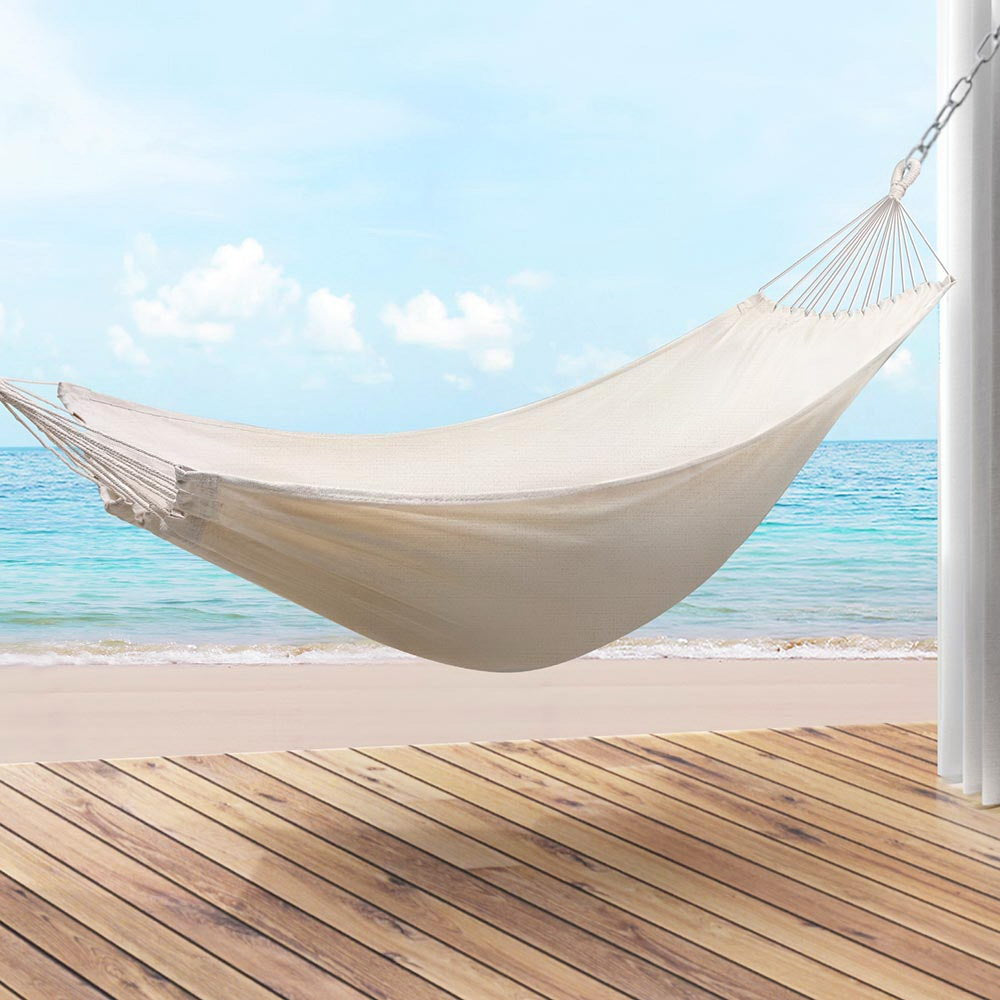 Gardeon Hammock Bed w/ Travel Bag Outdoor Lounge Chair Cream-Home &amp; Garden > Hammocks > Hammocks &amp; Accessories-PEROZ Accessories