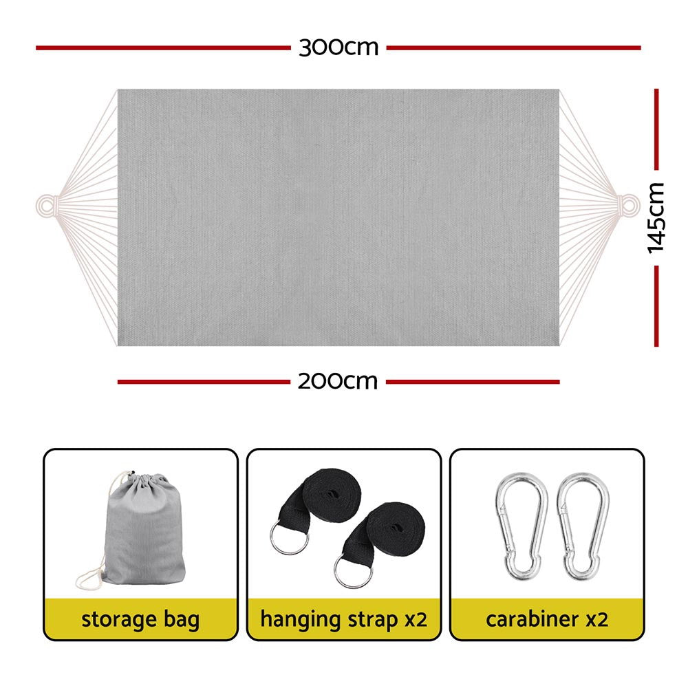Gardeon Hammock Bed w/ Travel Bag Outdoor Lounge Chair Grey-Home &amp; Garden > Hammocks > Hammocks &amp; Accessories-PEROZ Accessories