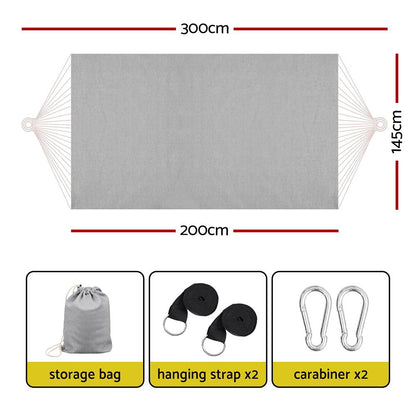 Gardeon Hammock Bed w/ Travel Bag Outdoor Lounge Chair Grey-Home &amp; Garden > Hammocks > Hammocks &amp; Accessories-PEROZ Accessories