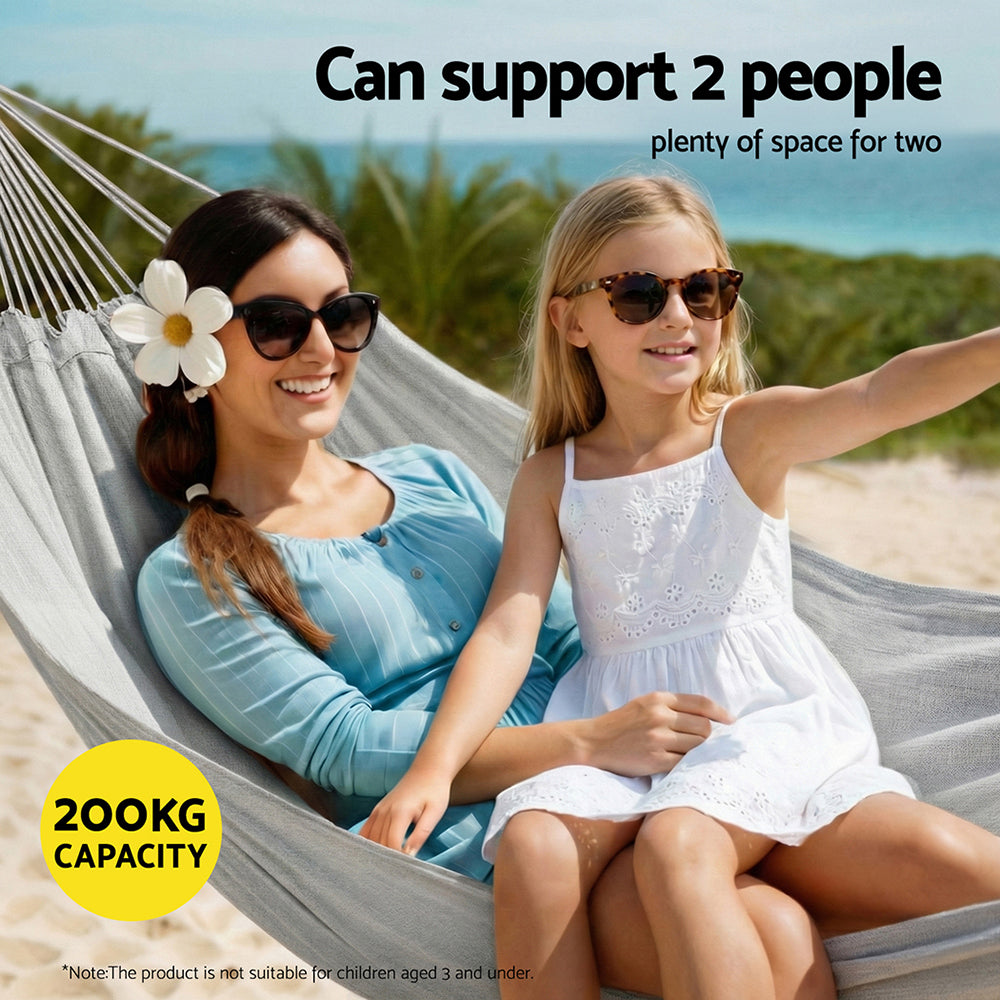 Gardeon Hammock Bed w/ Travel Bag Outdoor Lounge Chair Grey-Home &amp; Garden > Hammocks > Hammocks &amp; Accessories-PEROZ Accessories