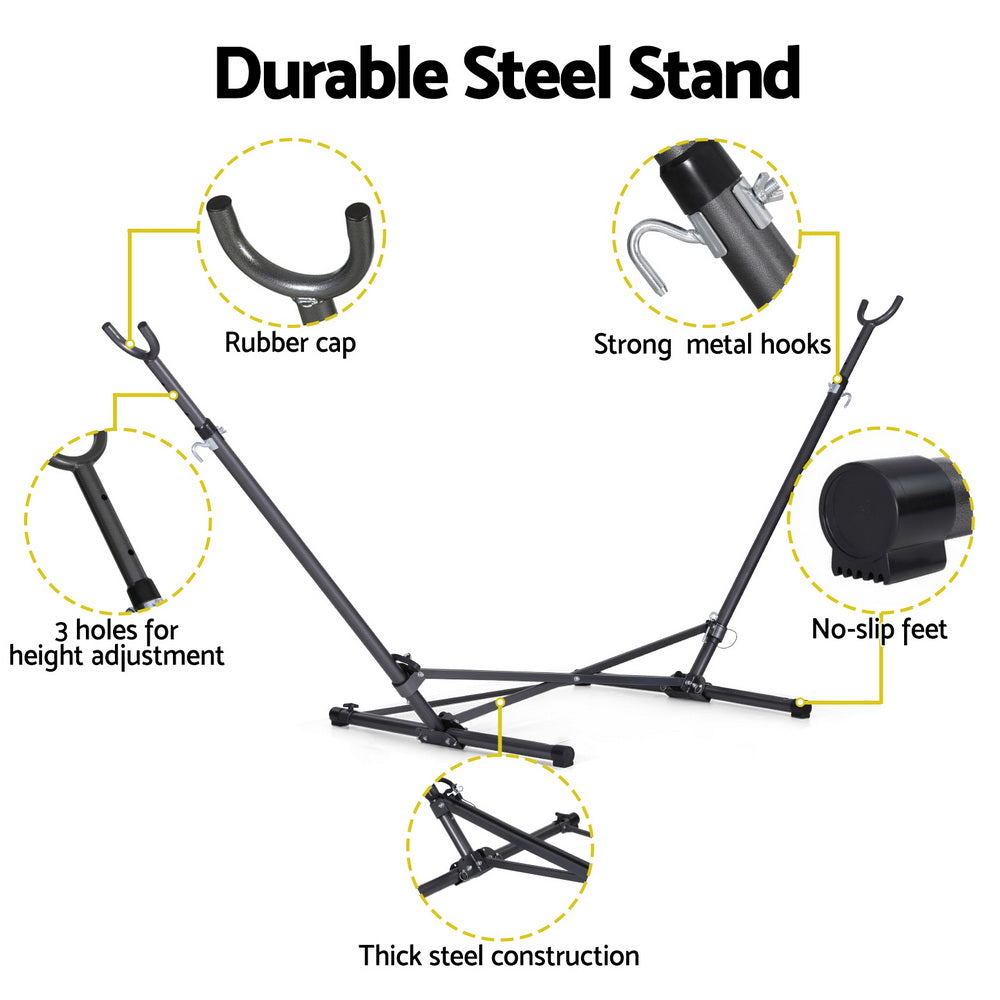 Gardeon Hammock Bed Stand Steel Frame Outdoor Indoor-Home &amp; Garden &gt; Hammocks &gt; Hammocks &amp; Accessories-PEROZ Accessories