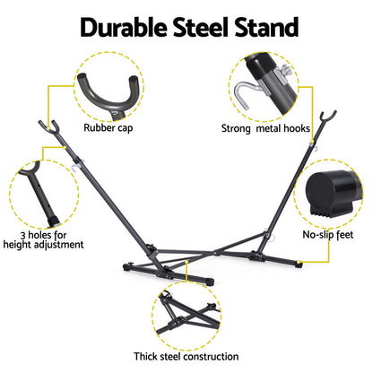 Gardeon Hammock Bed Stand Steel Frame Outdoor Indoor-Home &amp; Garden &gt; Hammocks &gt; Hammocks &amp; Accessories-PEROZ Accessories