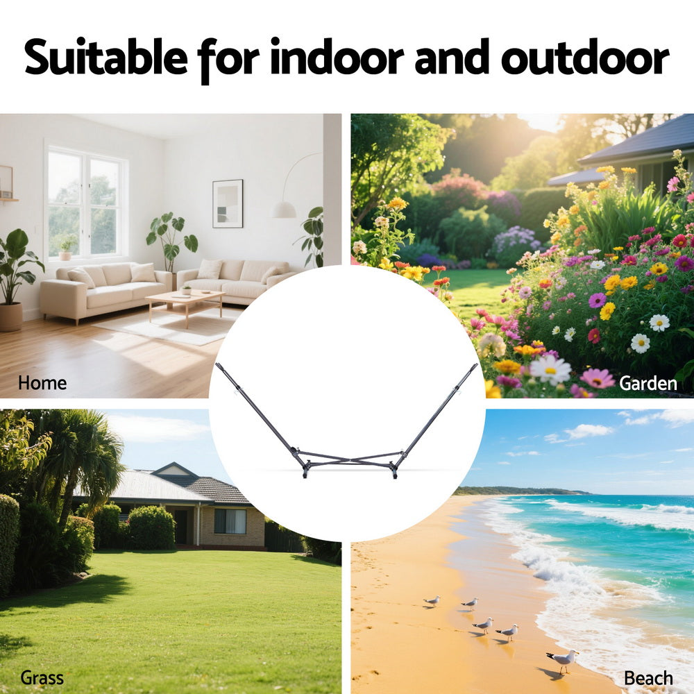 Gardeon Hammock Bed Stand Steel Frame Outdoor Indoor-Home &amp; Garden &gt; Hammocks &gt; Hammocks &amp; Accessories-PEROZ Accessories