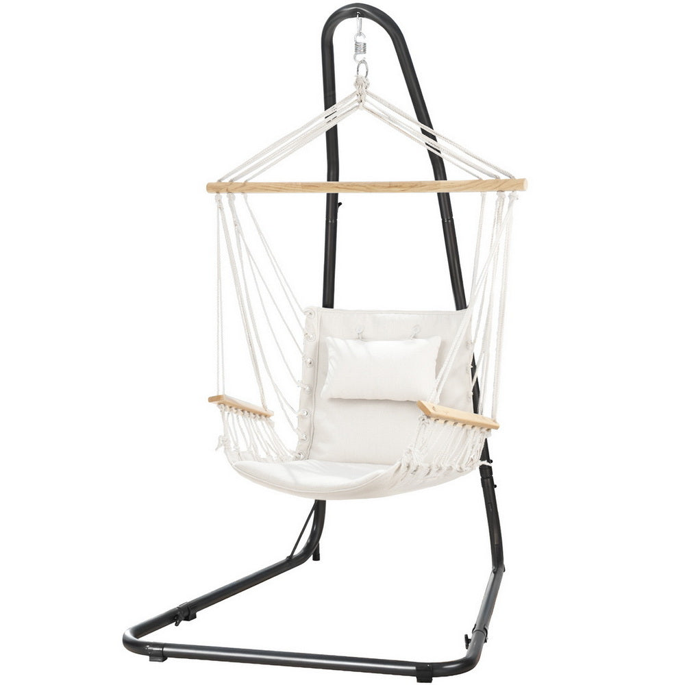 Gardeon Hammock Chair with Heavy Duty Steel Stand-Home &amp; Garden &gt; Hammocks &gt; Hammocks &amp; Accessories-PEROZ Accessories