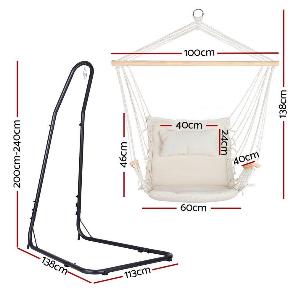 Gardeon Hammock Chair with Heavy Duty Steel Stand-Home &amp; Garden &gt; Hammocks &gt; Hammocks &amp; Accessories-PEROZ Accessories