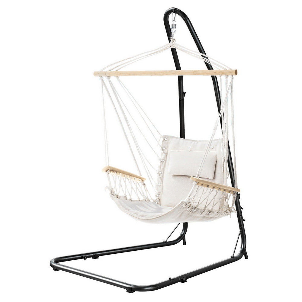Gardeon Hammock Chair with Heavy Duty Steel Stand-Home &amp; Garden &gt; Hammocks &gt; Hammocks &amp; Accessories-PEROZ Accessories