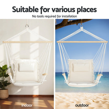 Gardeon Hammock Chair with Heavy Duty Steel Stand-Home &amp; Garden &gt; Hammocks &gt; Hammocks &amp; Accessories-PEROZ Accessories