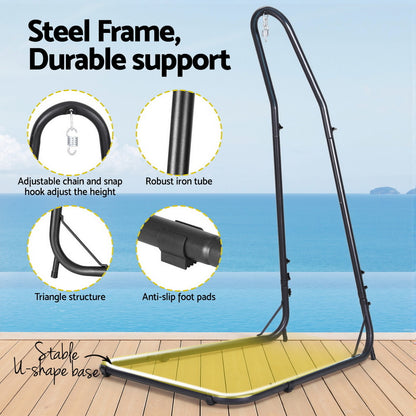 Gardeon Hammock Chair with Heavy Duty Steel Stand-Home &amp; Garden &gt; Hammocks &gt; Hammocks &amp; Accessories-PEROZ Accessories