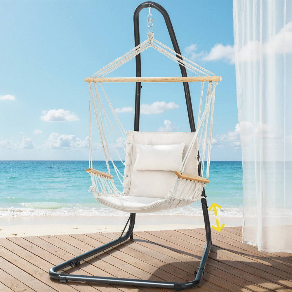 Gardeon Hammock Chair with Heavy Duty Steel Stand-Home &amp; Garden &gt; Hammocks &gt; Hammocks &amp; Accessories-PEROZ Accessories