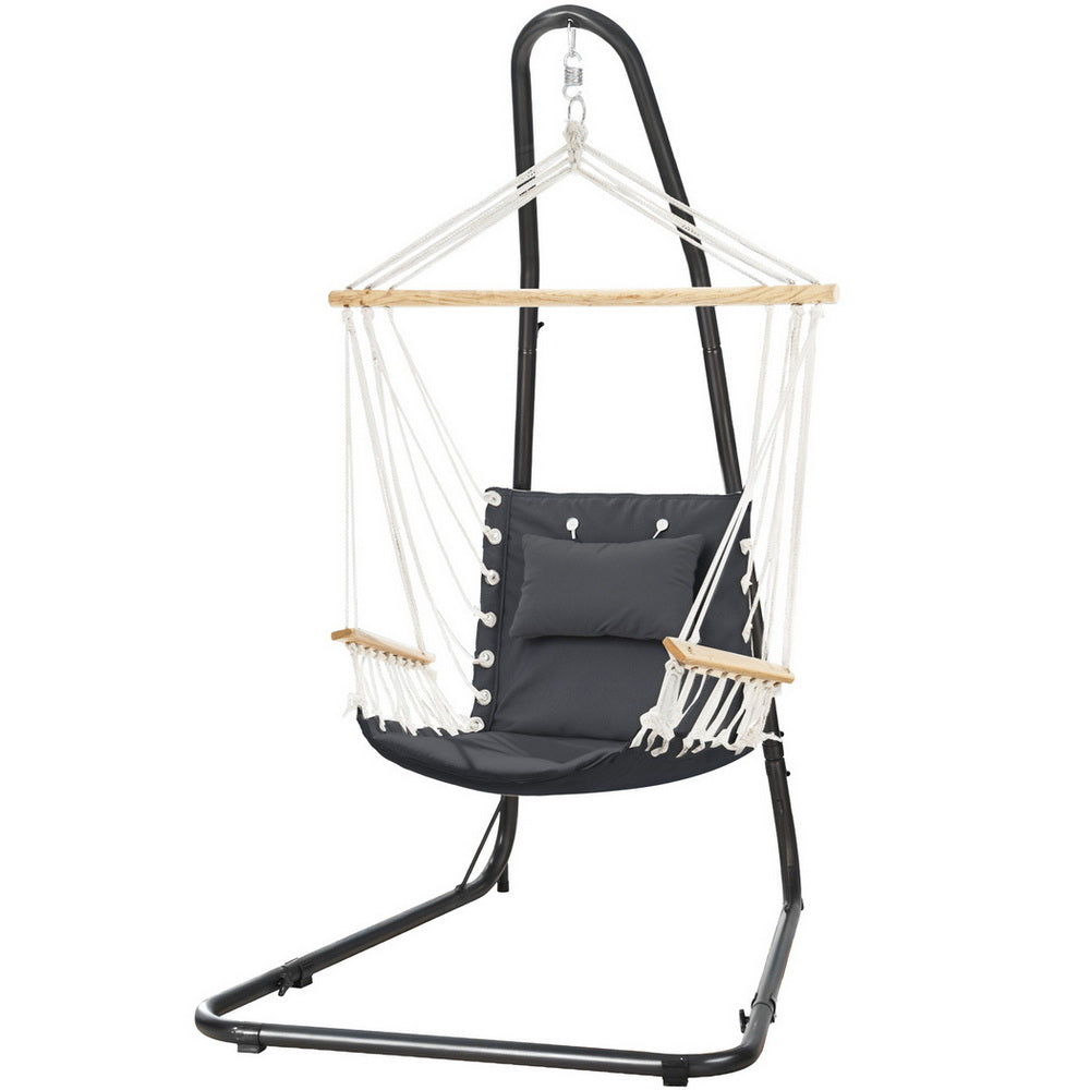 Gardeon Hammock Chair with Heavy Duty Steel Stand-Home &amp; Garden &gt; Hammocks &gt; Hammocks &amp; Accessories-PEROZ Accessories