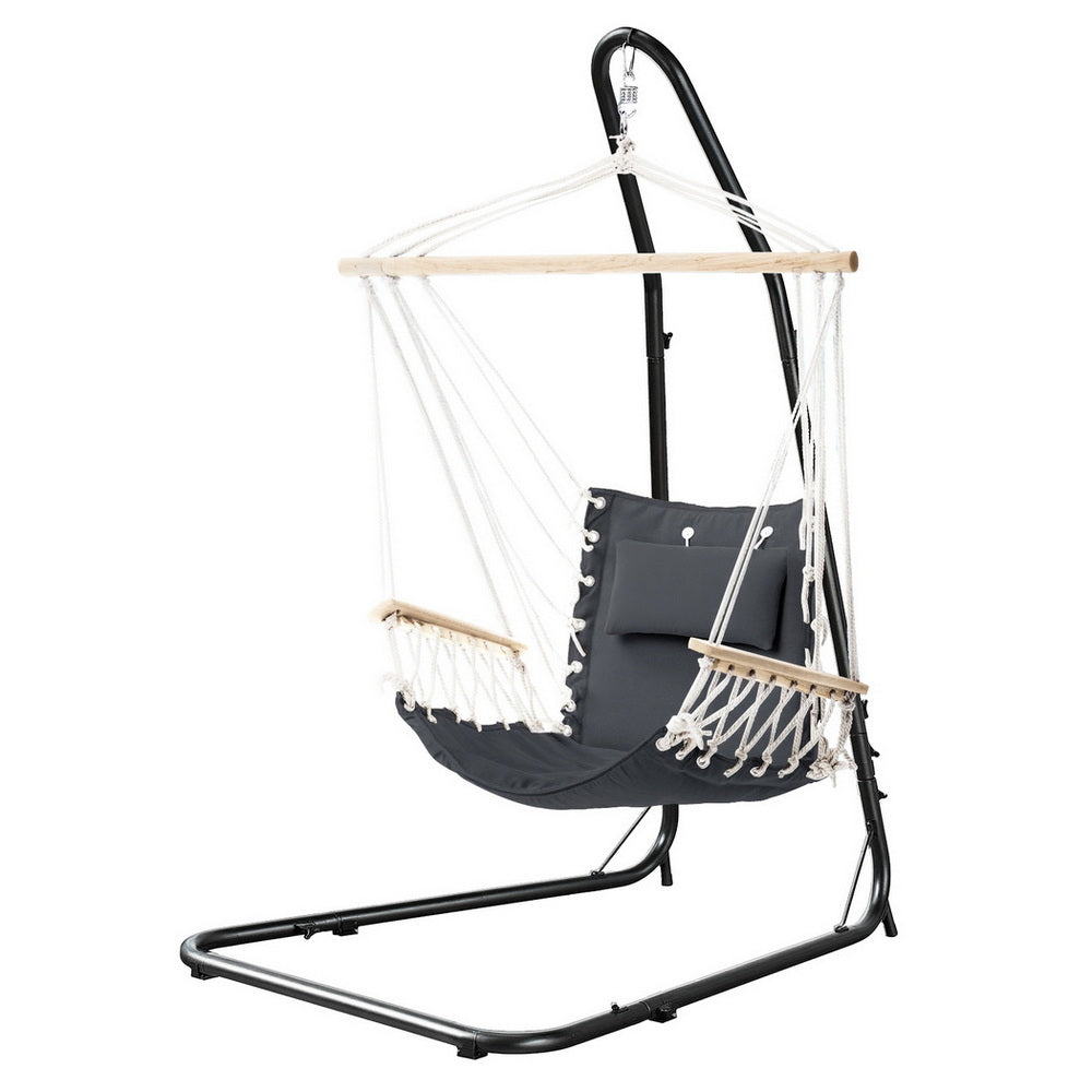 Gardeon Hammock Chair with Heavy Duty Steel Stand-Home &amp; Garden &gt; Hammocks &gt; Hammocks &amp; Accessories-PEROZ Accessories
