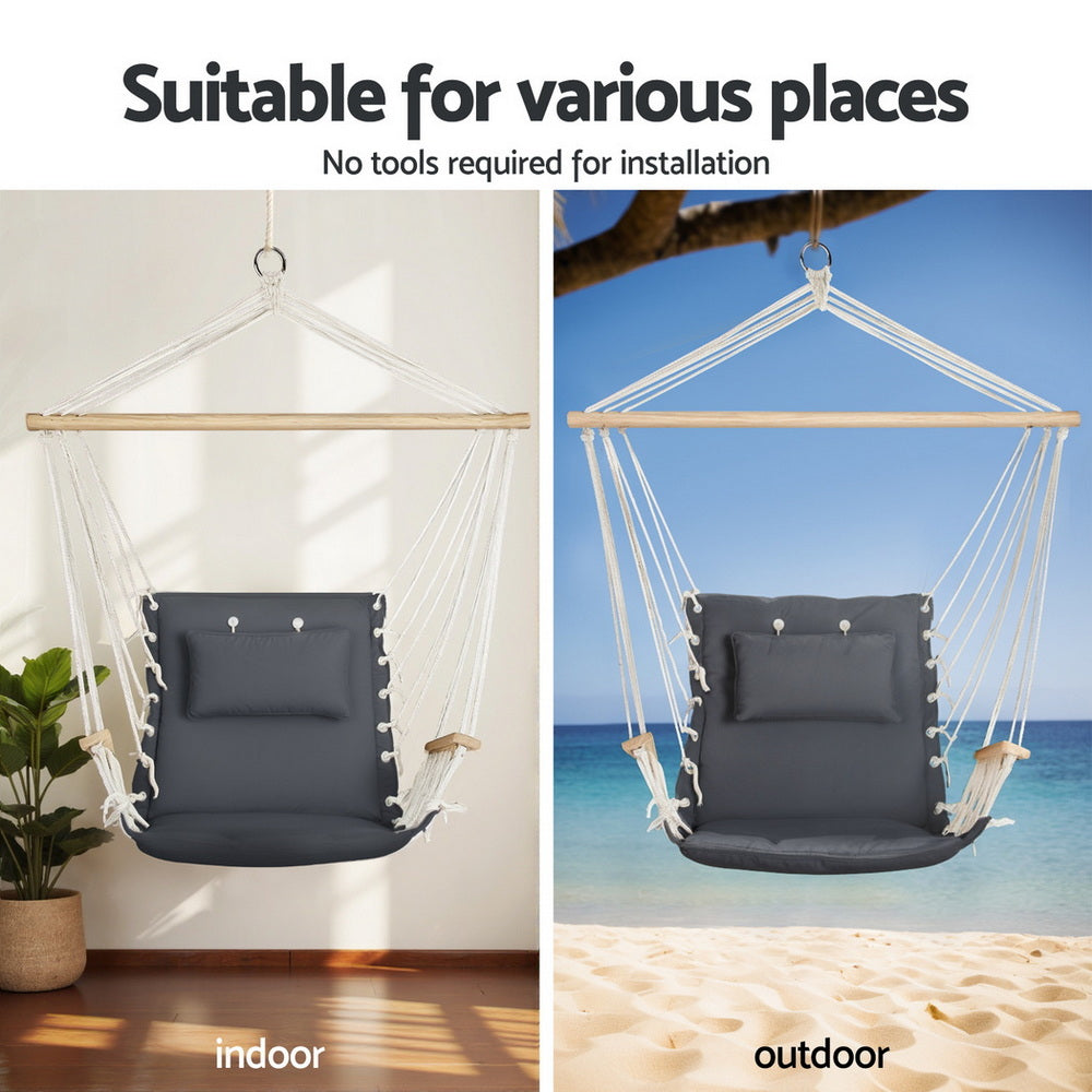 Gardeon Hammock Chair with Heavy Duty Steel Stand-Home &amp; Garden &gt; Hammocks &gt; Hammocks &amp; Accessories-PEROZ Accessories