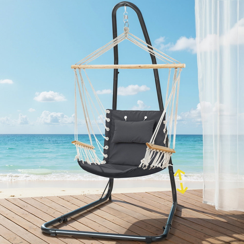 Gardeon Hammock Chair with Heavy Duty Steel Stand-Home &amp; Garden &gt; Hammocks &gt; Hammocks &amp; Accessories-PEROZ Accessories