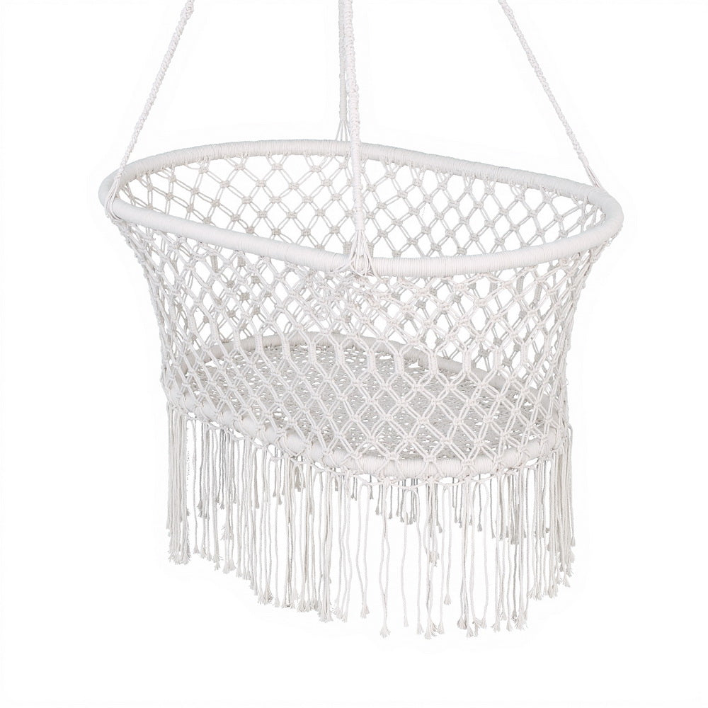 Gardeon Hammock Chair Cotton Swing Chair Outdoor Indoor Cream-Home &amp; Garden &gt; Hammocks &gt; Hammocks &amp; Accessories-PEROZ Accessories