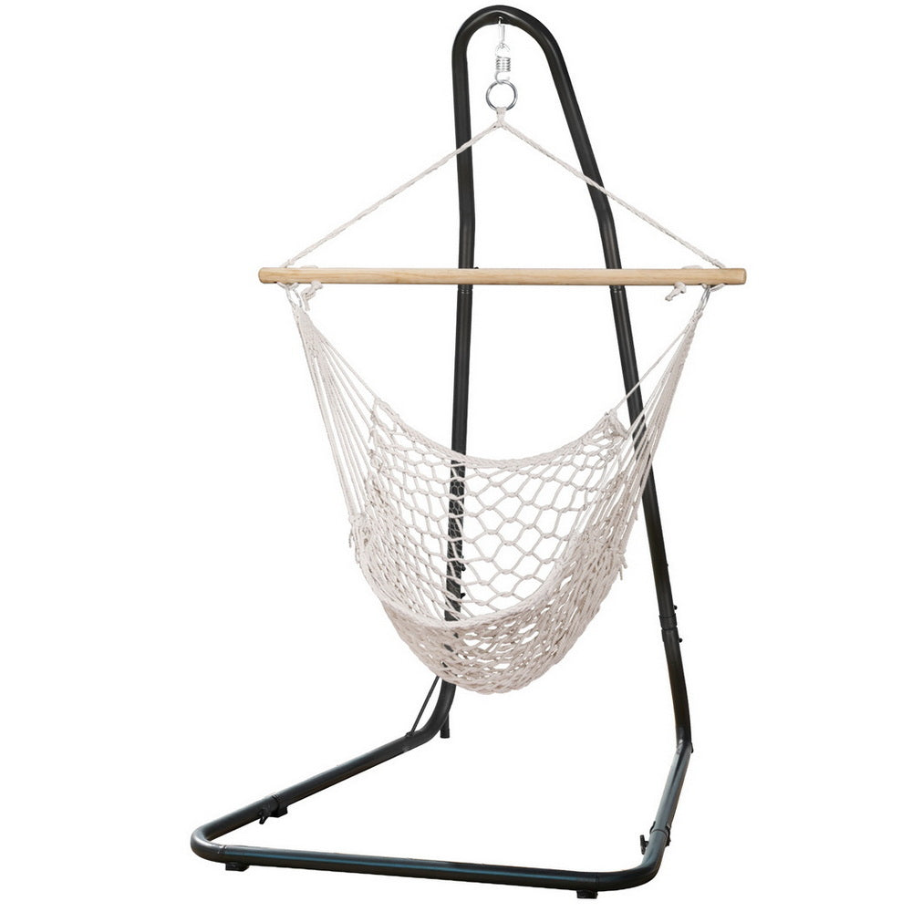 Gardeon Hammock Hanging Chair with Heavy Duty Steel Stand-Home &amp; Garden &gt; Hammocks &gt; Hammocks &amp; Accessories-PEROZ Accessories