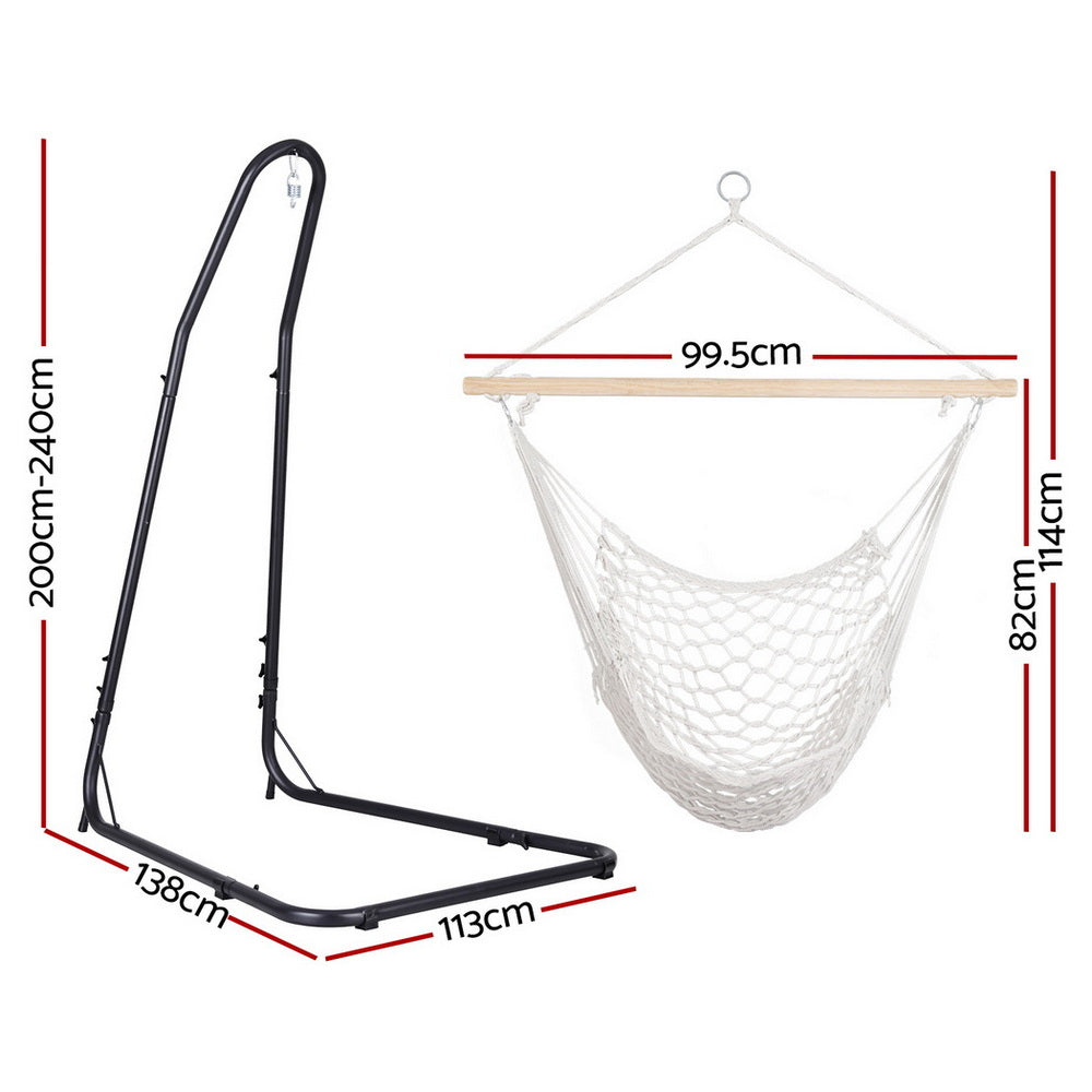 Gardeon Hammock Hanging Chair with Heavy Duty Steel Stand-Home &amp; Garden &gt; Hammocks &gt; Hammocks &amp; Accessories-PEROZ Accessories
