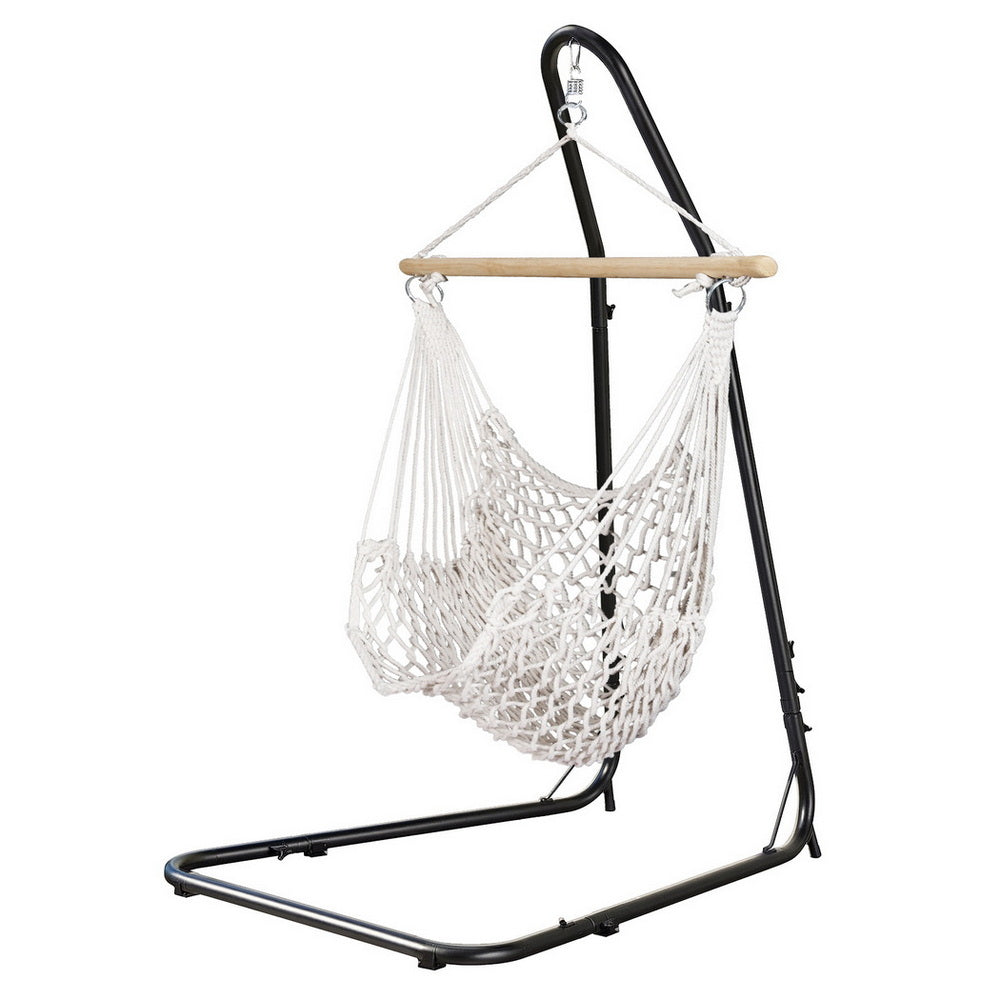 Gardeon Hammock Hanging Chair with Heavy Duty Steel Stand-Home &amp; Garden &gt; Hammocks &gt; Hammocks &amp; Accessories-PEROZ Accessories