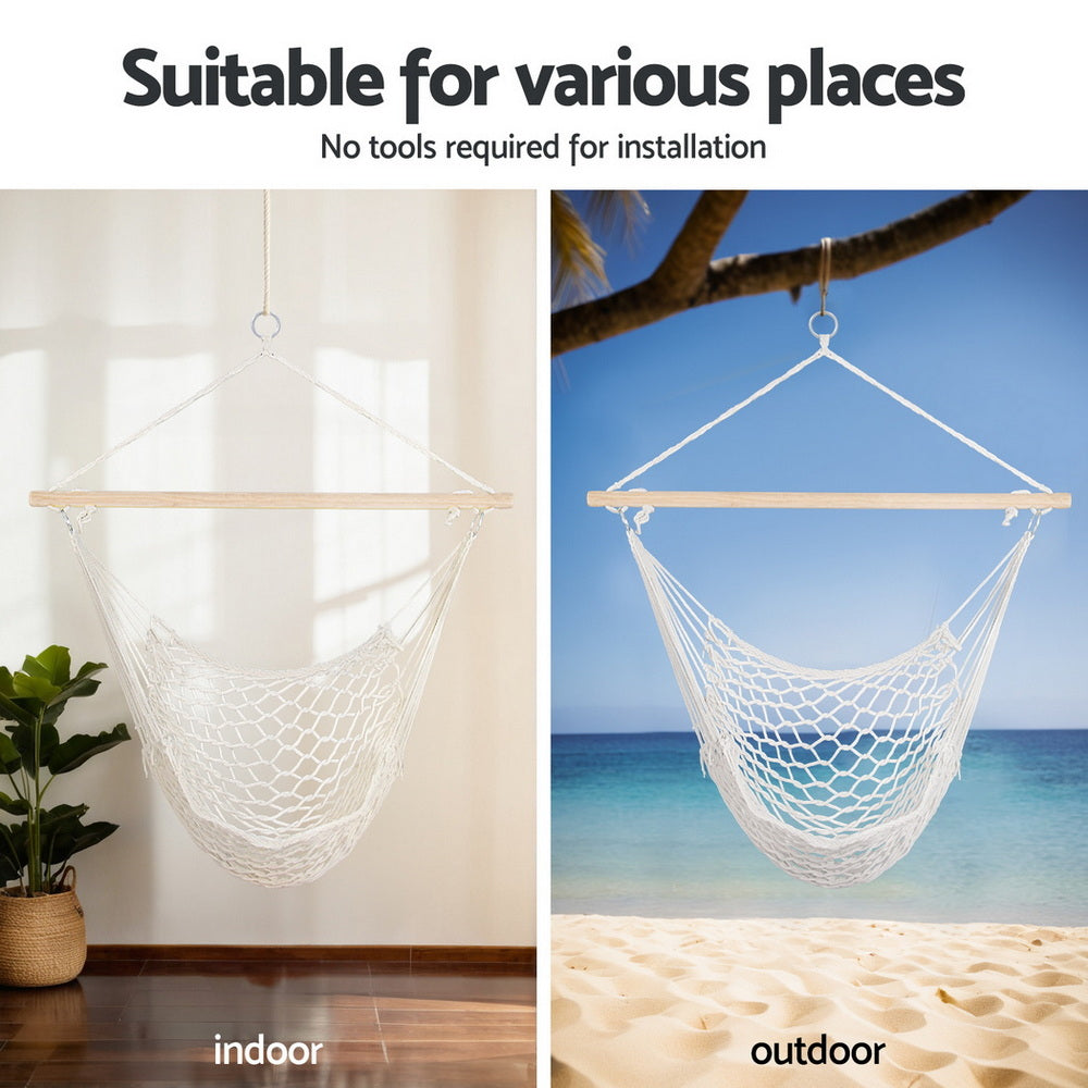 Gardeon Hammock Hanging Chair with Heavy Duty Steel Stand-Home &amp; Garden &gt; Hammocks &gt; Hammocks &amp; Accessories-PEROZ Accessories
