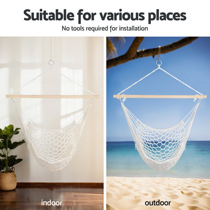 Gardeon Hammock Hanging Chair with Heavy Duty Steel Stand-Home &amp; Garden &gt; Hammocks &gt; Hammocks &amp; Accessories-PEROZ Accessories