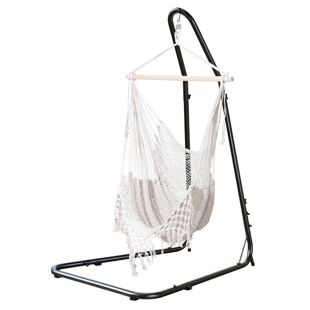 Gardeon Hammock Hanging Chair with Heavy Duty Steel Stand-Home &amp; Garden &gt; Hammocks &gt; Hammocks &amp; Accessories-PEROZ Accessories