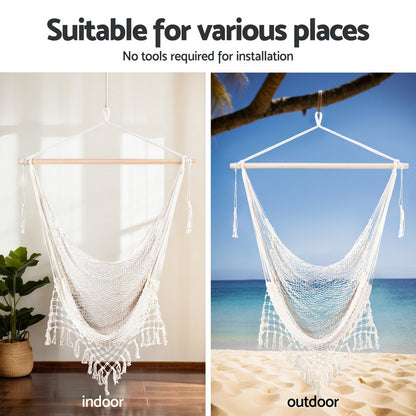 Gardeon Hammock Hanging Chair with Heavy Duty Steel Stand-Home &amp; Garden &gt; Hammocks &gt; Hammocks &amp; Accessories-PEROZ Accessories