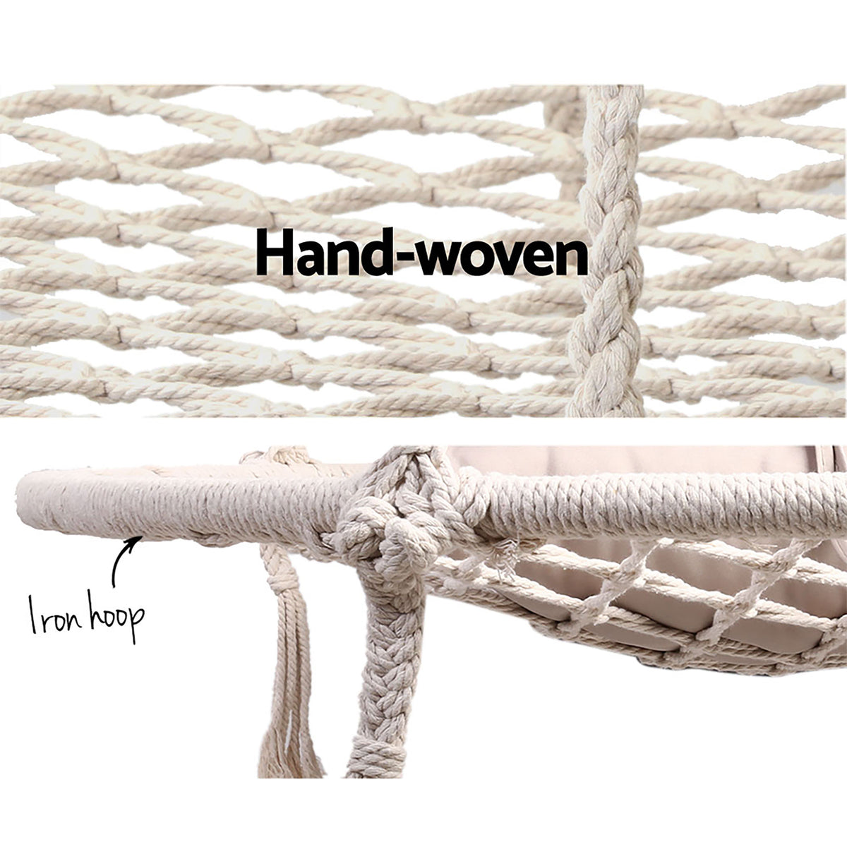 Gardeon Hammock Chair Outdoor Tree Swing Nest Web Hanging Seat 100cm-Hammock-PEROZ Accessories