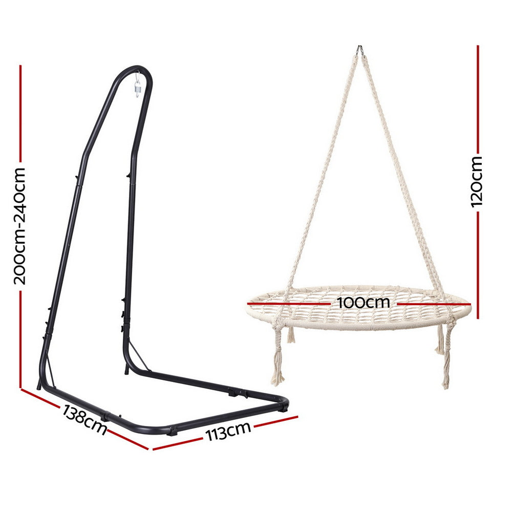 Gardeon Hammock Hanging Chair with Steel Stand-Home &amp; Garden &gt; Hammocks &gt; Hammocks &amp; Accessories-PEROZ Accessories