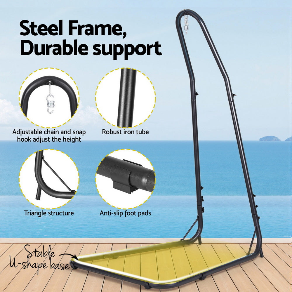 Gardeon Hammock Hanging Chair with Steel Stand-Home &amp; Garden &gt; Hammocks &gt; Hammocks &amp; Accessories-PEROZ Accessories