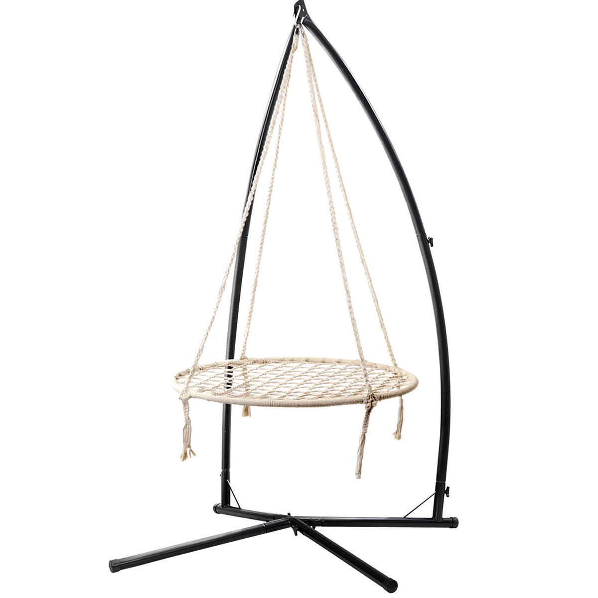 Gardeon Hammock Chair Nest Web Outdoor Swing with Steel Stand 100cm-Hammock-PEROZ Accessories