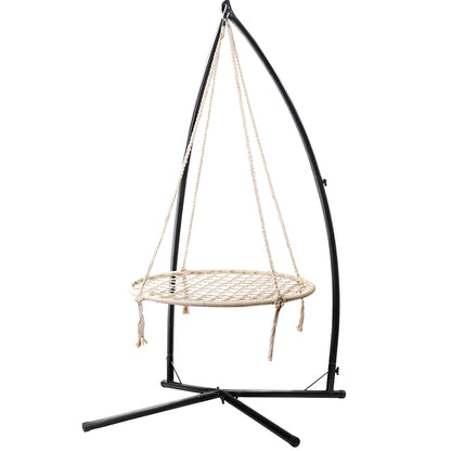 Gardeon Hammock Chair Nest Web Outdoor Swing with Steel Stand 100cm-Hammock-PEROZ Accessories