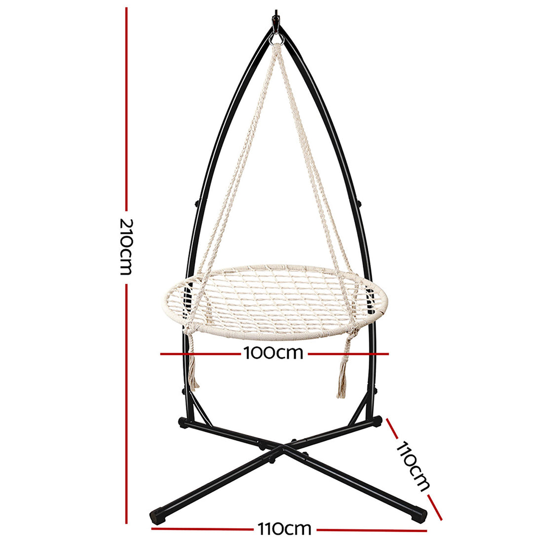 Gardeon Hammock Chair Nest Web Outdoor Swing with Steel Stand 100cm-Hammock-PEROZ Accessories