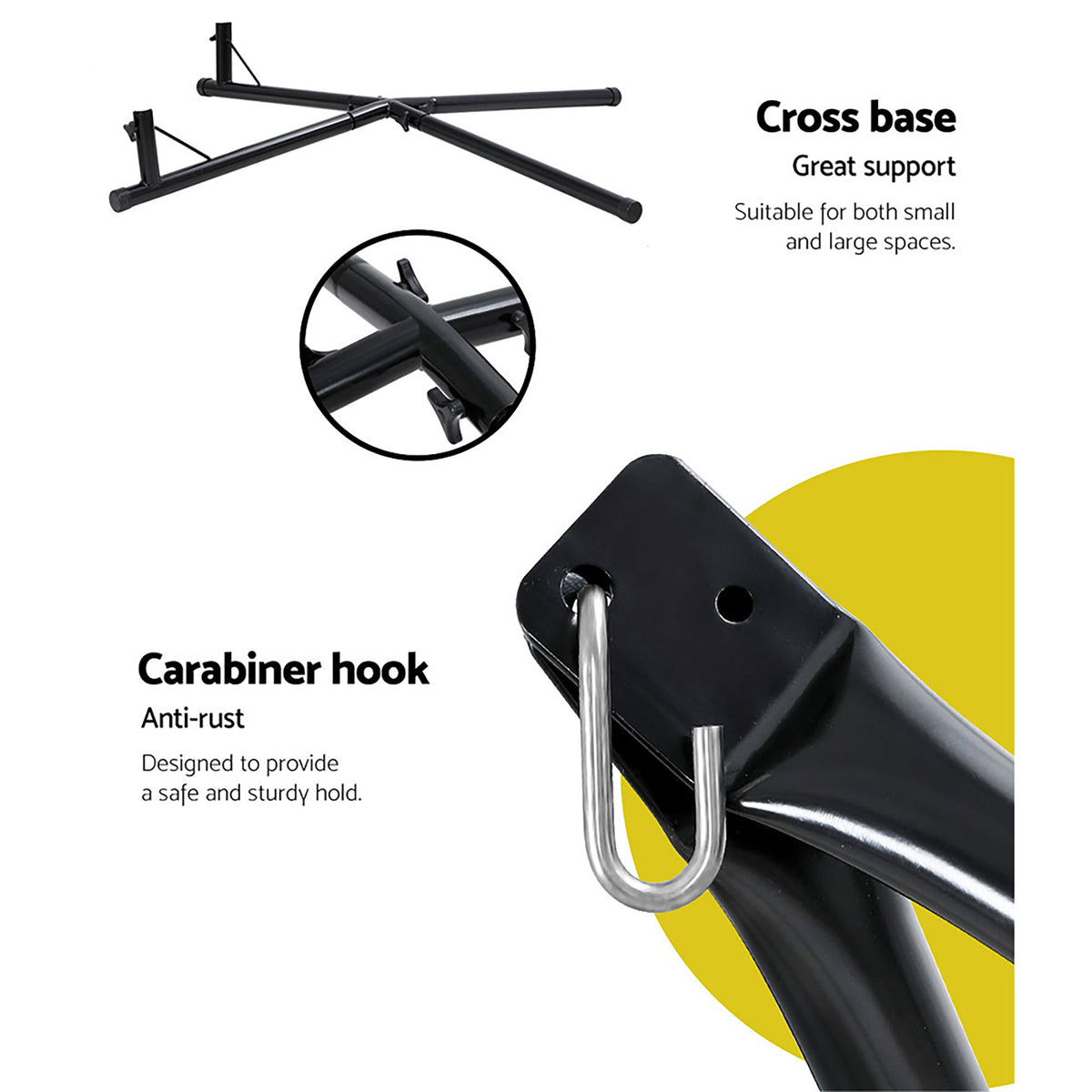 Gardeon Hammock Chair Nest Web Outdoor Swing with Steel Stand 100cm-Hammock-PEROZ Accessories