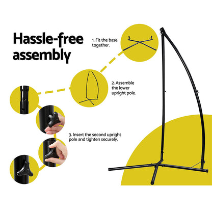 Gardeon Hammock Chair Nest Web Outdoor Swing with Steel Stand 100cm-Hammock-PEROZ Accessories