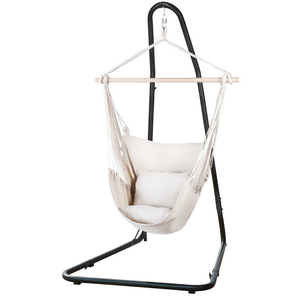 Gardeon Hammock Chair with Heavy Duty Steel Stand-Home &amp; Garden &gt; Hammocks &gt; Hammocks &amp; Accessories-PEROZ Accessories