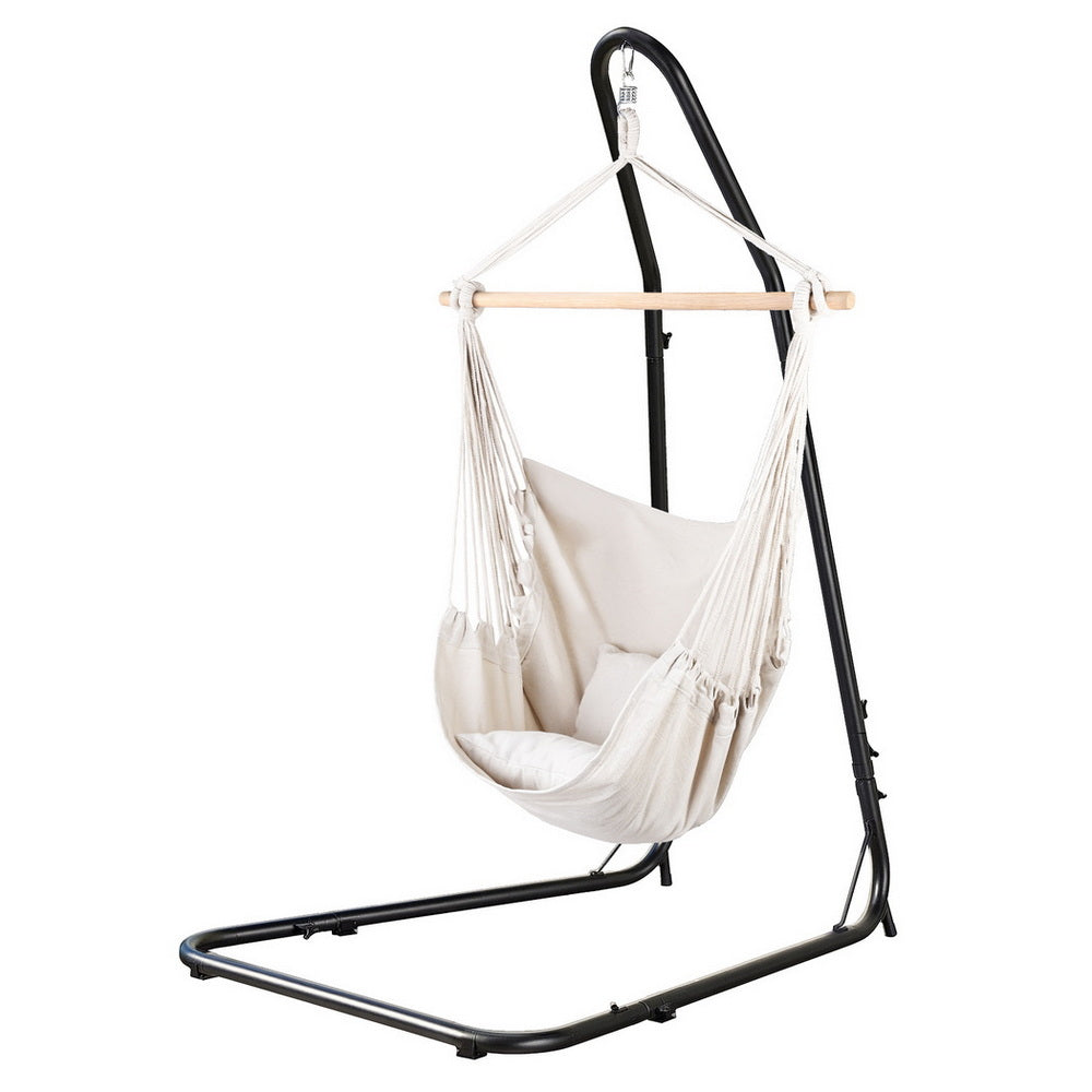 Gardeon Hammock Chair with Heavy Duty Steel Stand-Home &amp; Garden &gt; Hammocks &gt; Hammocks &amp; Accessories-PEROZ Accessories