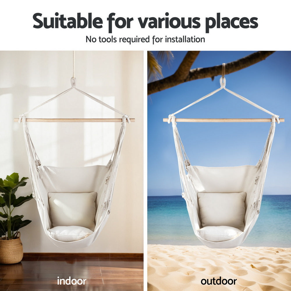 Gardeon Hammock Chair with Heavy Duty Steel Stand-Home &amp; Garden &gt; Hammocks &gt; Hammocks &amp; Accessories-PEROZ Accessories