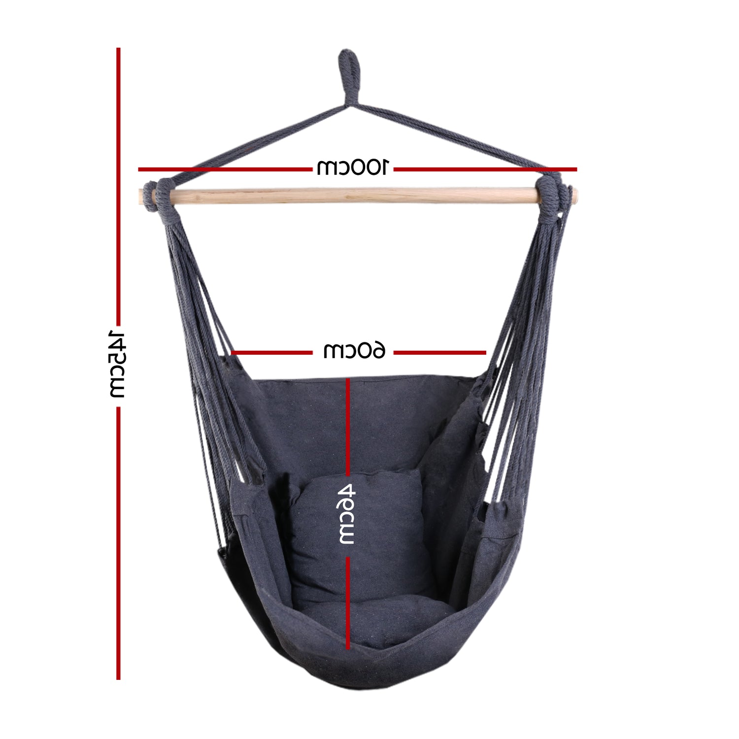 Gardeon Hammock Chair Outdoor Camping Hanging Hammocks Cushion Pillow Grey-Hammock-PEROZ Accessories