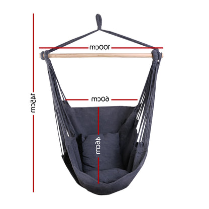 Gardeon Hammock Chair Outdoor Camping Hanging Hammocks Cushion Pillow Grey-Hammock-PEROZ Accessories