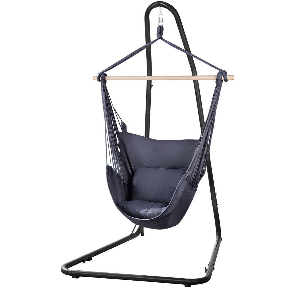 Gardeon Hammock Chair with Heavy Duty Steel Stand-Home &amp; Garden &gt; Hammocks &gt; Hammocks &amp; Accessories-PEROZ Accessories