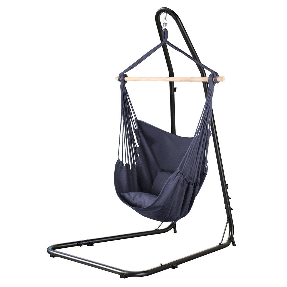 Gardeon Hammock Chair with Heavy Duty Steel Stand-Home &amp; Garden &gt; Hammocks &gt; Hammocks &amp; Accessories-PEROZ Accessories
